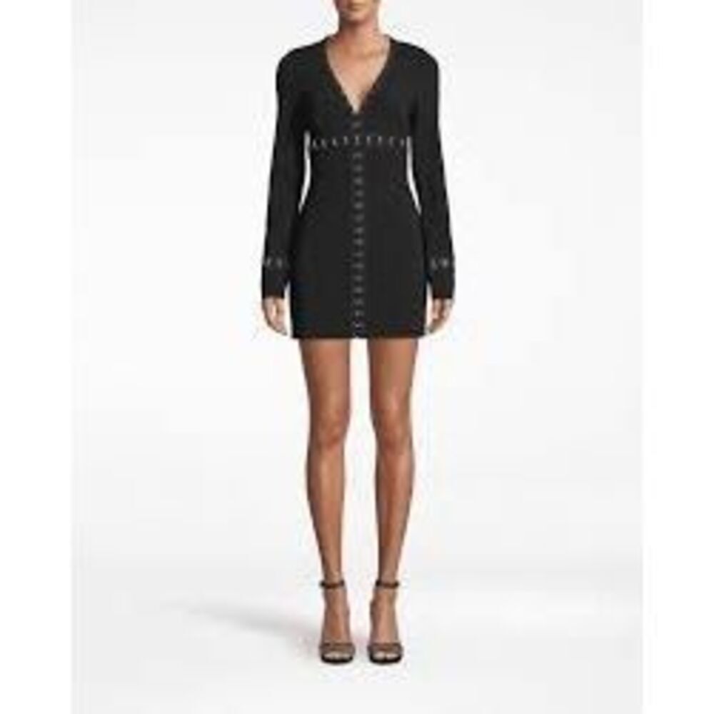Nicole Miller Artelier Black Structured Mini Dress Silver Accent Edgy Baddie Alt